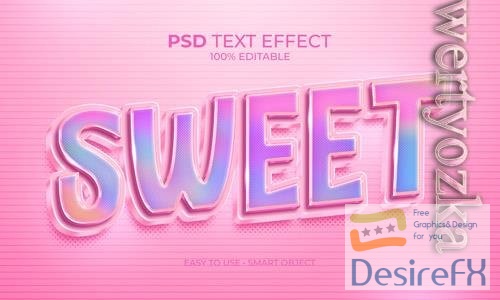PSD sweet holographic text effect