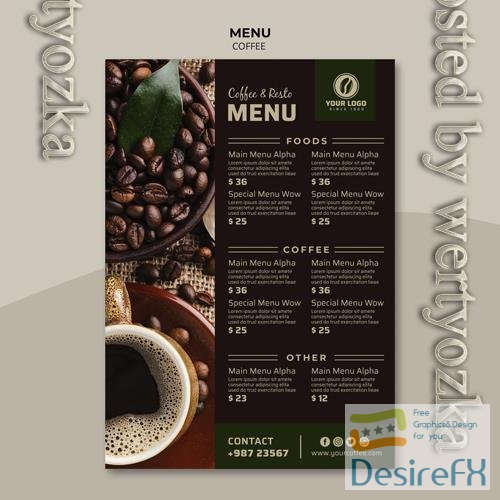 PSD tasty coffee menu template