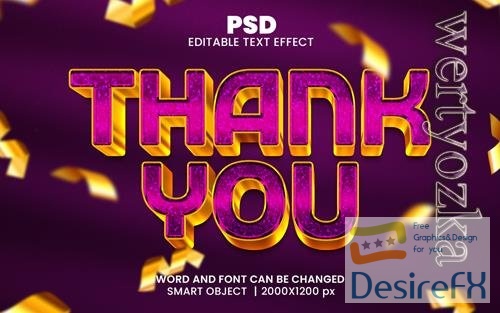 PSD thank you luxury 3d editable photoshop text effect style with background