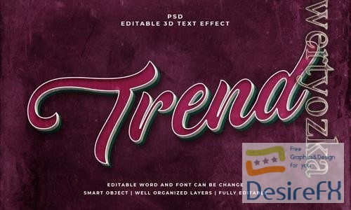 PSD trend vintage psd 3d editable text effect with background