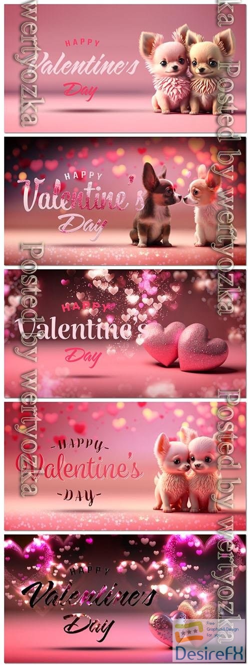 PSD two pink hearts with text effect mockup for valentine's day