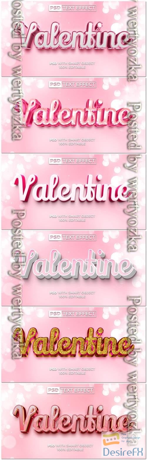 PSD valentine 3d editable text effect