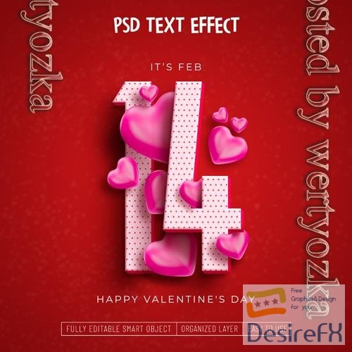 PSD valentine's day editable text effect