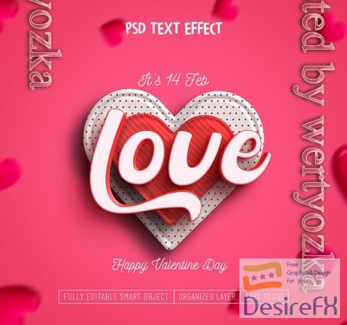 PSD valentine's day editable text effect design