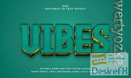 PSD vibes 3d editable psd text effect with background