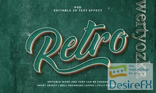 PSD vintage retro psd 3d editable text effect with background