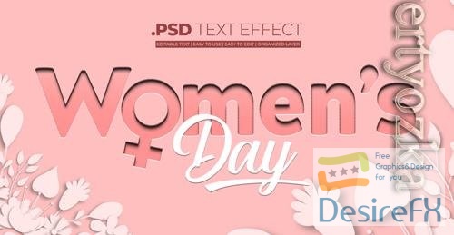 PSD womens day paper cut text style effect