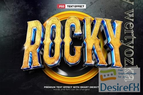 PSD yellow rocky rusty robot esport team 3d editable text effect