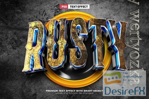 PSD yellow rusty robot esport team 3d editable text effect