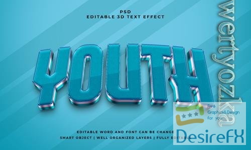 PSD youth 3d editable psd text effect with background