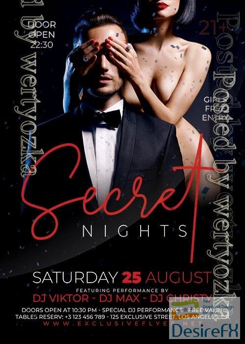 Secret Nights Psd Flyer Design