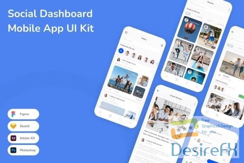 Social Dashboard Mobile App UI Kit R86UT27