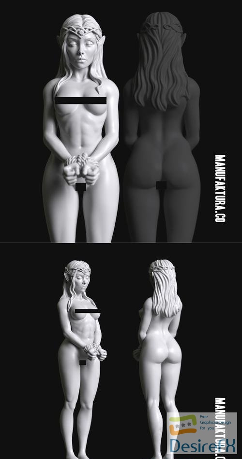 Sub Series 24 - Naked and Bound Female Highborn Elf Prisoner Slave – 3D Print