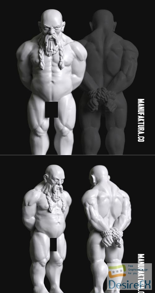 Sub Series 36 - Naked and Bound Male Dwarf Prisoner Slave – 3D Print