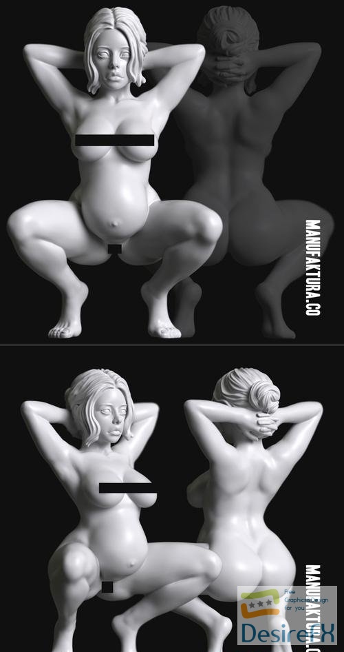 Sub Series 69 - Naked Pregnant Female Prisoner Slave – 3D Print
