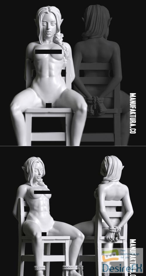 Sub Series 85 - Naked anf Bound Female Highborn Elf Prisoner Slave – 3D Print
