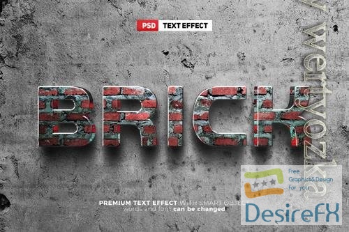 Super brick wall 3d editable text effect mockup