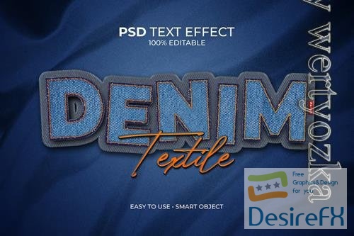 Text effect denim textile