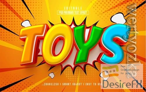 Toys 3d editable psd text effect style