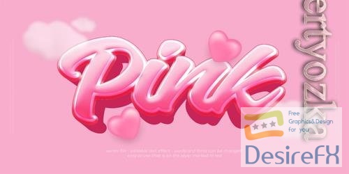 Vector 3d font style pink editable text effect