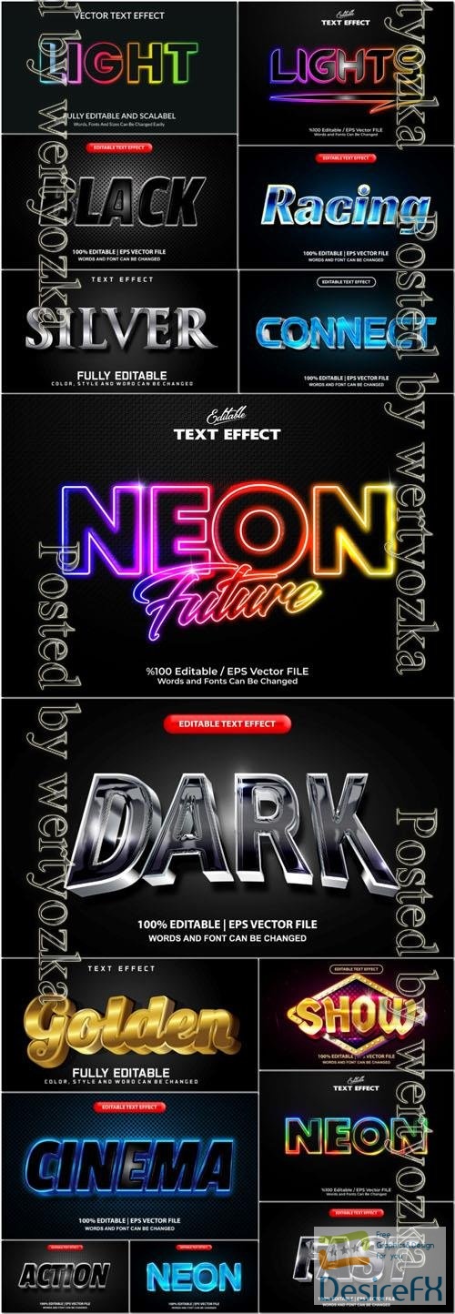 Vector 3d text editable, text effect font vol 11