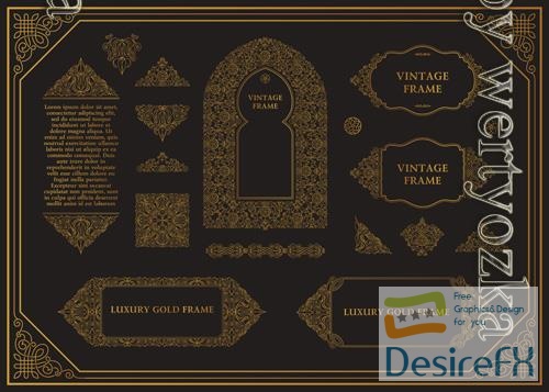 Vector arabic vector set of frames lines art design templates muslim gold outline elements and emblems