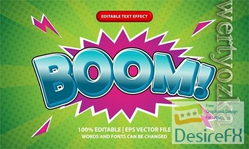 Vector boom editable 3d text effect template - 3d lettering with retro pop art in comic style