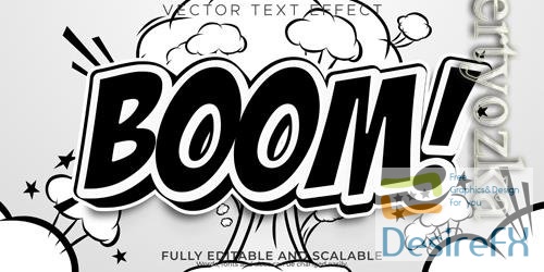 Vector boom text effect editable comic and comic book text style