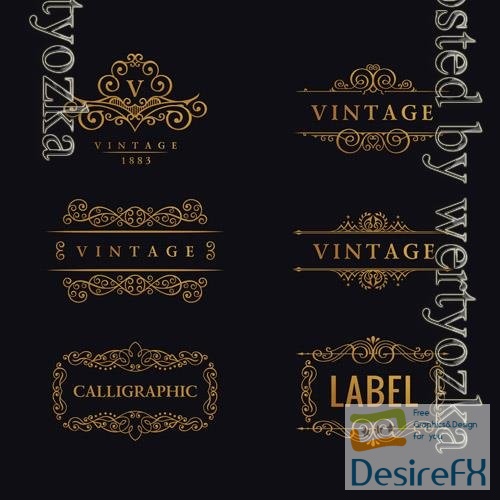 Vector calligraphic luxury line logo set
