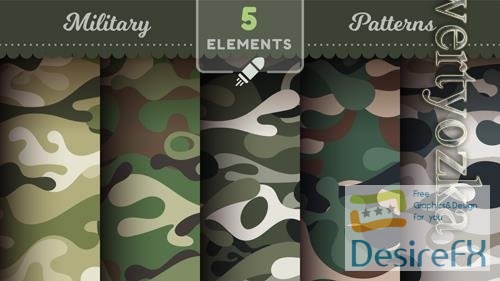 Vector camouflage seamless patterns military texture bundle war fabric