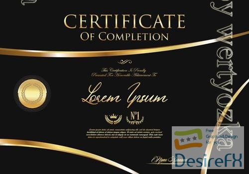 Vector certificate or diploma black and gold design vector illustration