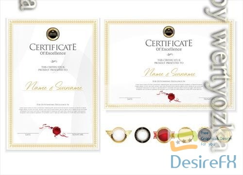 Vector certificate or diploma retro vintage design