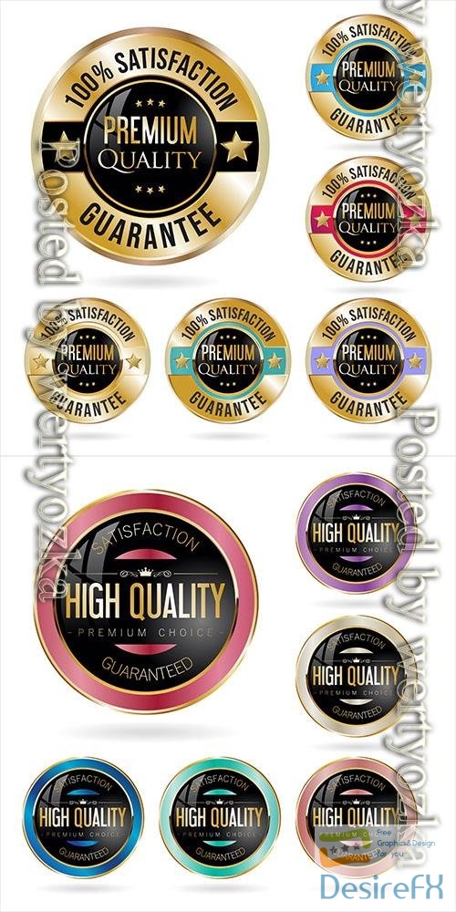 Vector collection of colorful premium quality badges and labels vol 2