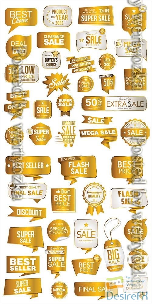 Vector collection of golden premium badge stickers and seals vol 3