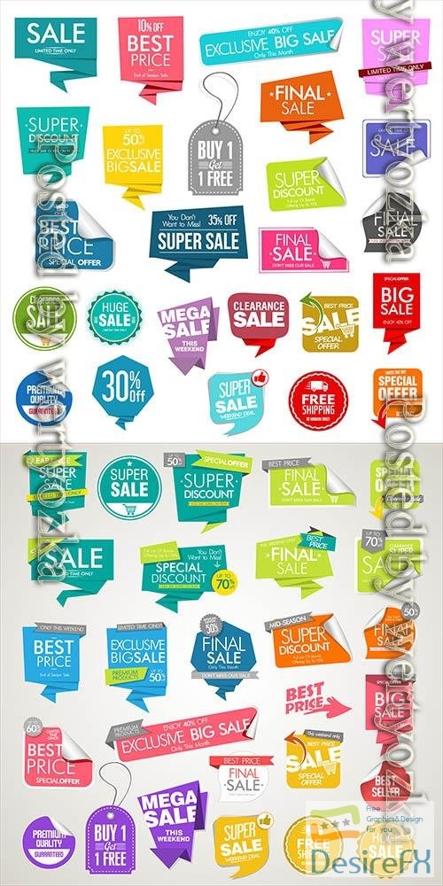 Vector collection of modern colorful banners and labels