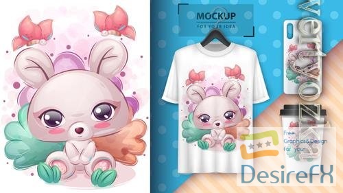 Vector cute mouse poster and merchandising