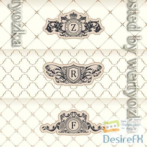 Vector design labels and horizontal frames packaging on seamless background