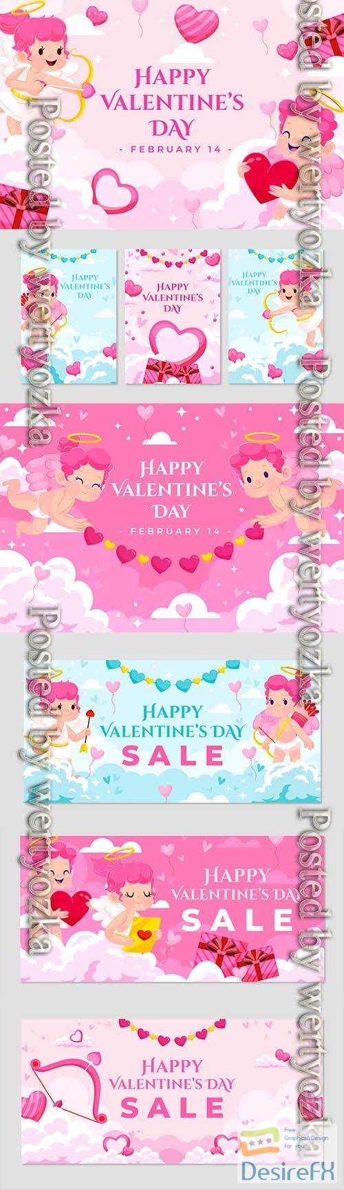 Vector flat valentines day background