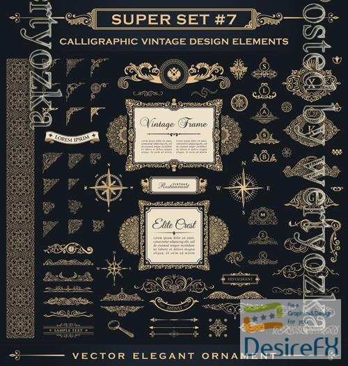 Vector flourishes vintage logos and page decoration ornament for design frames