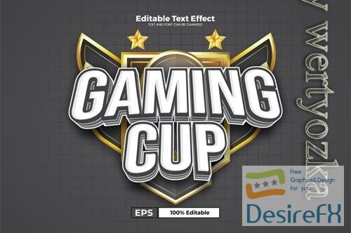 Vector gaming cup editable text effect in modern trend style