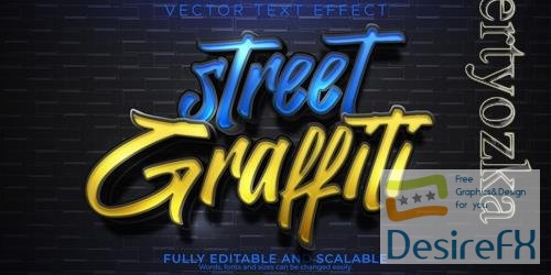 Vector graffiti text effect editable spray and paint text style