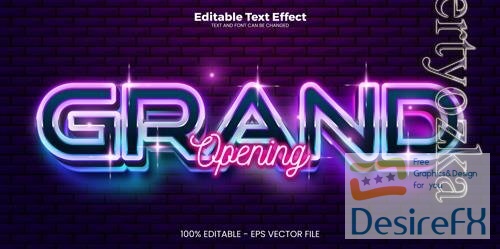 Vector grand opening editable text effect in modern trend style