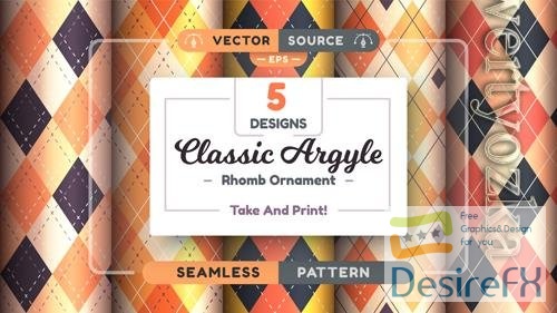 Vector halloween argyle seamless patterns square background textile texture rhomb scottish fabric