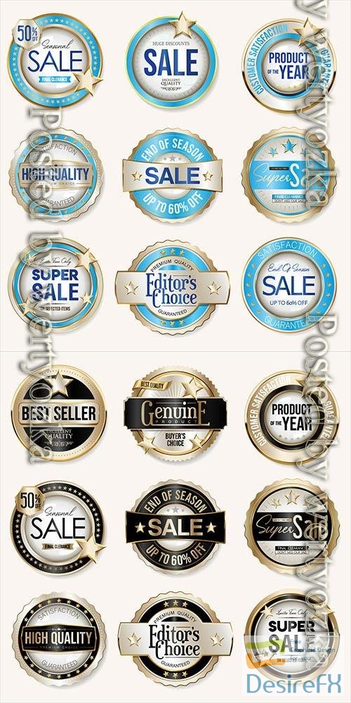 Vector high quality and best seller collection of golden badges