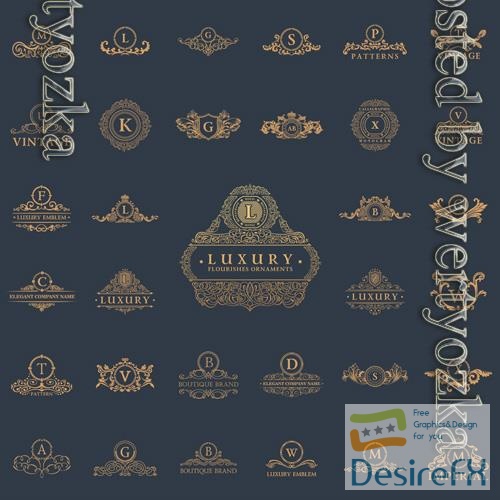 Vector luxury vintage logos and labels elements