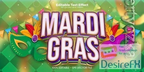 Vector mardi gras editable text effect in modern trend style