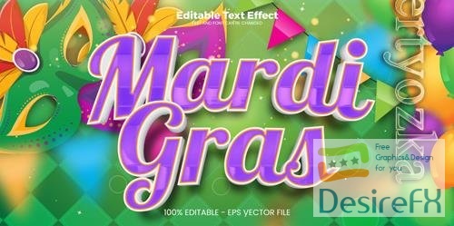 Vector mardi gras editable text effect in modern trend style vol 3