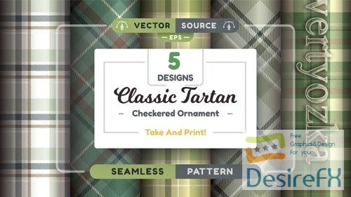 Vector military tartan seamless patterns texture checkered scottish fabric