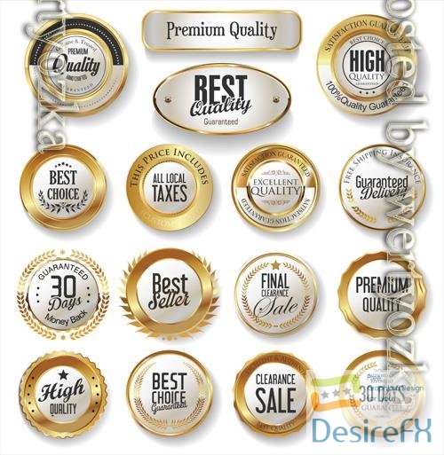 Vector premium quality golden labels collection