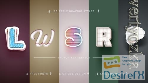 Vector set 5 back to school editable text effects font styles